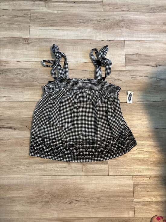 Old Navy Tops - Old Navy Gingham Tie-Shoulder Smocked Embroidered Top, Size S